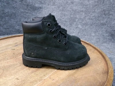 Timberland Clásico 6 Pulgadas Niño Pequeño Talla 6C Negro Nubuck Impermeable Botas de Combate Foto 1 de 4
