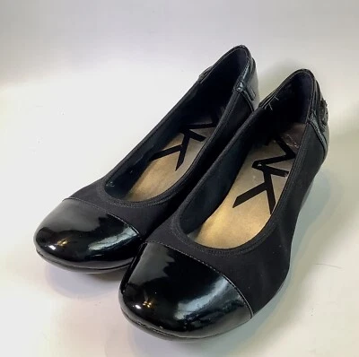 Anne Kline Black Darra Wedge Patent Cap - Heel Textile Man Made Size 7.5M VGC - Imagem 1 de 4