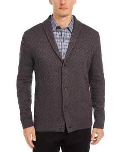 Tasso Elba Men's Zig-Zag Shawl-Collar Cardigan Gray Size 2XL - Picture 1 of 2