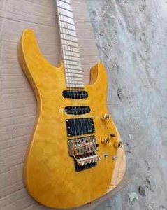 6 Strings Yellow Electric Guitar with Floyd Rose Maple Fretboard Customizable - Picture 1 of 4