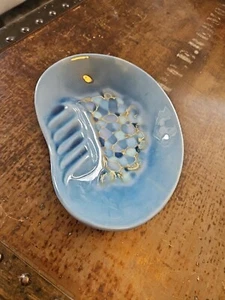 Vtg Madeline California Pottery Blue Iridescent Ashtray Tinket Candy Dish - Picture 1 of 6