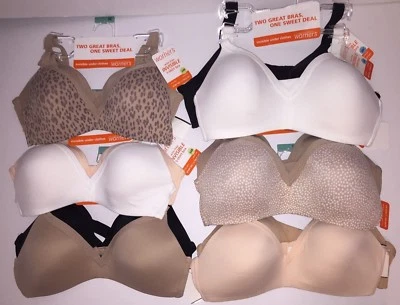 Warner's Bra Wirefree Padded Seamless Cup Invisible Lined TWO 2 TShirt Bras 4011 - Image 1 of 4