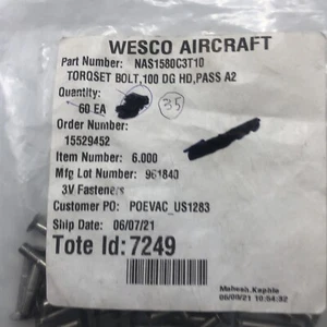 (35) Sujetadores 3V Militar NAS1580C3T10 Tornillos 10-32 Wesco Torqset - Imagen 1 de 5