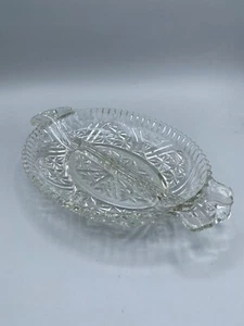 Clear Pressed Divided Glass Nut Pickle Candy Dish EUC - Picture 1 of 9