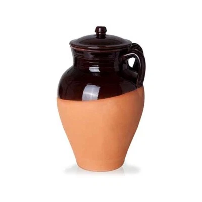 BENEGIAMO PIGNATA TERRACOTTA DA FUOCO CALDEA CON COPERCHIO TEGAME CM 19 23 27 33 - Immagine 1 di 2