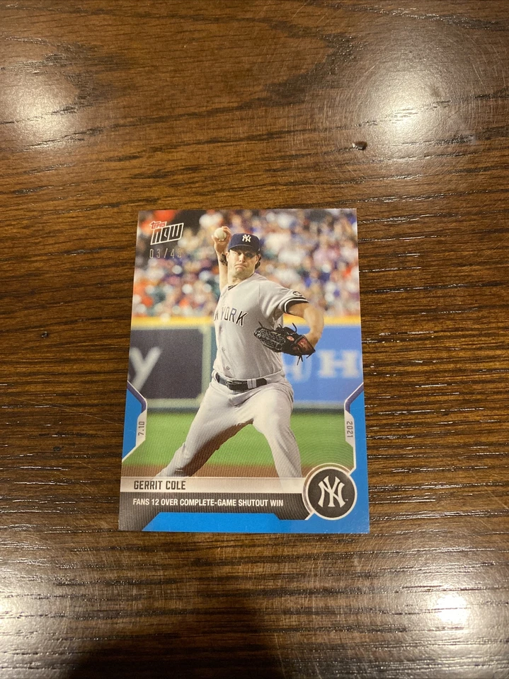 2021 Topps Now Blue Parallel 3/49 #487 Gerrit Cole Yankees Fans 12 CG Shutout - Image 1 of 1