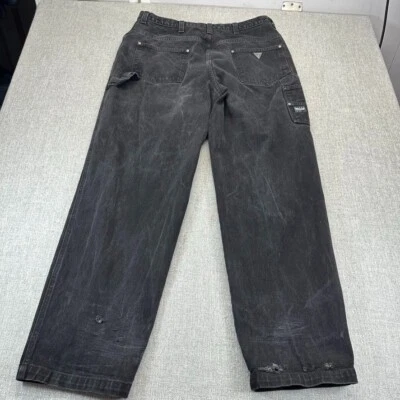 Vintage Guess Jeans Mens 40x33 Black Carpenter Baggy Tapered Made USA - Image 1 of 4