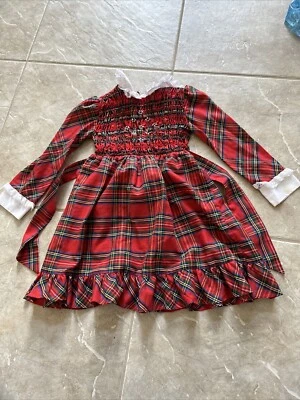 Vestido Vintage Polly Flinders Calado Talla 6 Rojo Manga Larga Bordado a Cuadros Foto 1 de 4