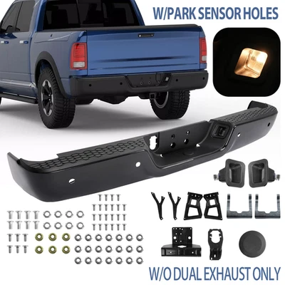 For 2009-2018 Dodge Ram 1500 10-12 2500 Black Rear Step Bumper W/ Sensor Hole - Image 1 of 4