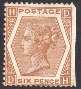 GB QV 1872 SG122 6d Deep Chestnut Plate 11 Mint No Gum Cat £1,300 - Foto 1 di 2