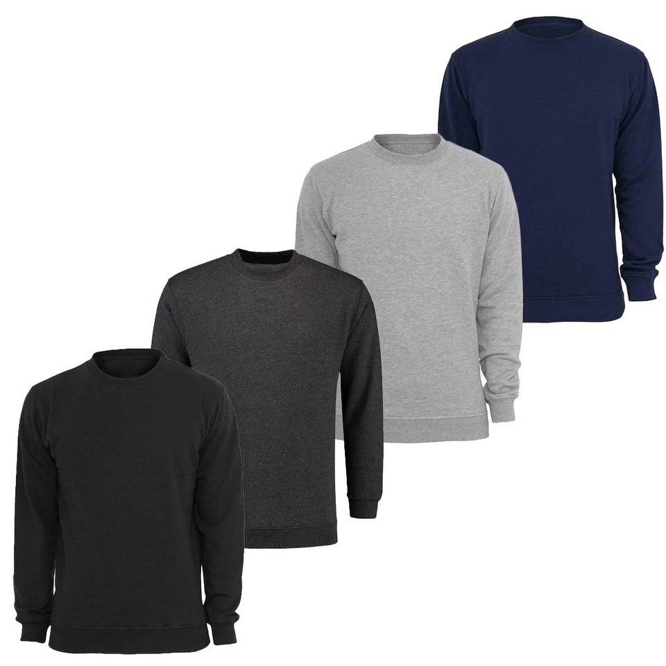 Mens Classic Crew Neck Pullover Sweatshirt - SPORT CASUAL LEISURE PLAIN SWEATER - Image 1 of 1