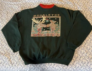 VINTAGE Morning Sun Damen Sweatshirt MP grün Moosletoe Kisses Grafik 90er USA - Bild 1 von 7