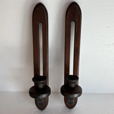 "Juego de 2 candelabros colgados de pared de 15"" para granja de madera MCM" Foto 1 de 4