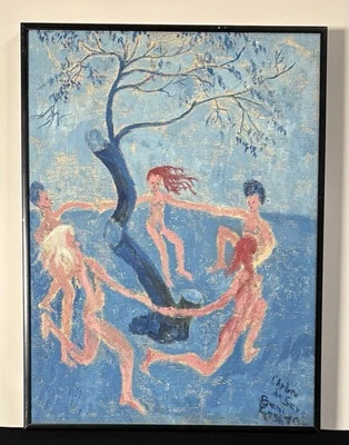 Pintura al óleo firmada por el artista estadounidense Charles Elmer Harris (Beni E. Kosh) Foto 1 de 3