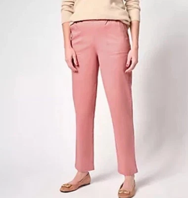 Pantalones Denim & Co. Reg EasyWear Sarga Pierna Recta con Bolsillos Rosa Antigua Grande Foto 1 de 2