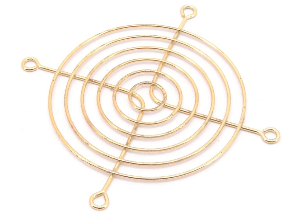 Golden PC Fan Grill 90mm Computer Finger Guard 9cm Gehäuse Lüfter Gitter Gold - Bild 1 von 1