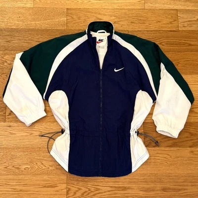 Vintage Nike Colorblock Full Zip Windbreaker Jacket Green Navy Blue Size Small - image 1 of 4