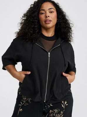 SUDADERA CON CAPUCHA TÓRRIDA TALLA 00 (M/L - 10) ALGODÓN RECORTADO NEGRO PROFUNDO Foto 1 de 4