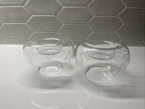 Princess House HERITAGE  Etched Floral Crystal  Tea Light Candle Holder Set of 2 - Picture 1 of 2