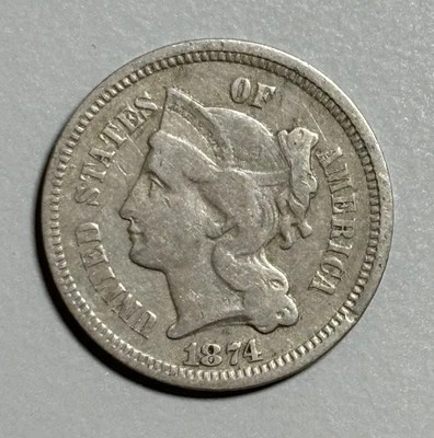 1874 THREE CENT NICKEL CIRCULATED - Image 1 of 3