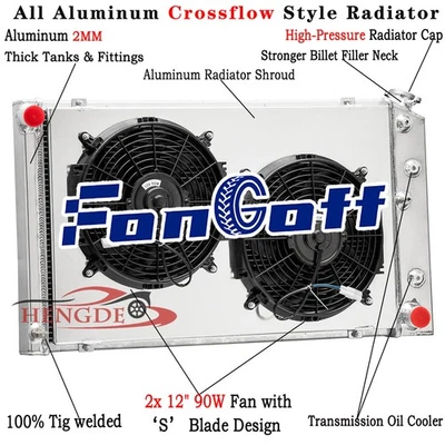 4 Row Radiator+Shroud Fan For 70-81 Chevy Camaro/78-87 Monte Carlo G-Body GMC Foto 1 de 4