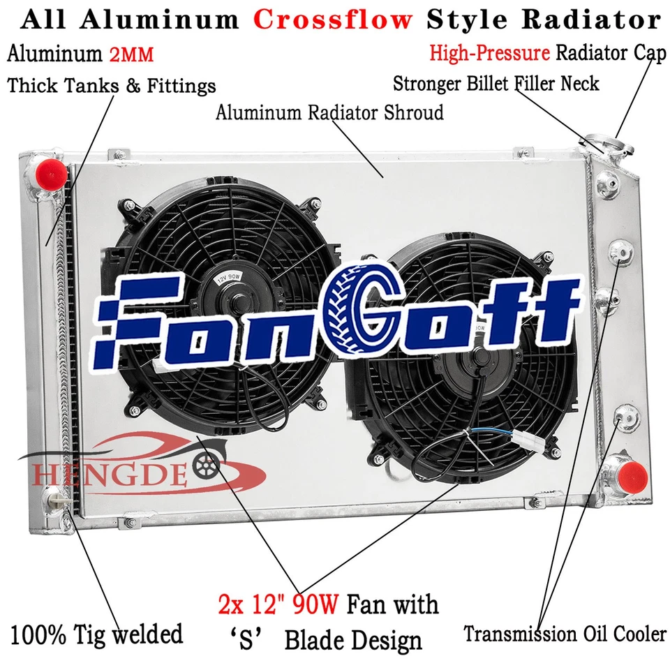 3-Row Radiator+Shroud Fan Fits 70-81 Chevy Camaro/78-87 Monte Carlo G-Body GMC - Изображение 1 из 4