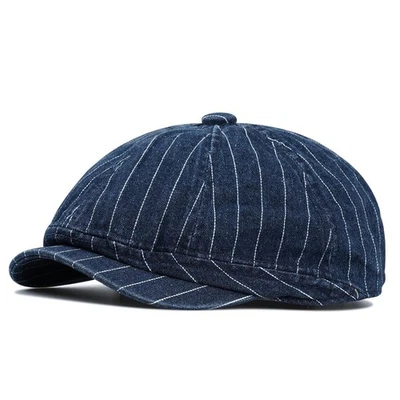 Denim Cotton Herringbone Cap Ivy Flat Hat with Brim Newsboy Gatsby for Men Wo... - Imagem 1 de 4