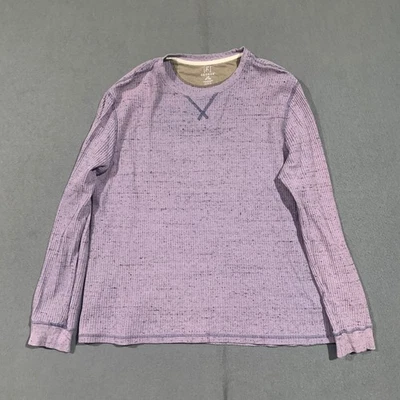 George 男式大号紫色 Lavendar 华夫格针织长袖圆领上衣 — 第 1/4 张图片