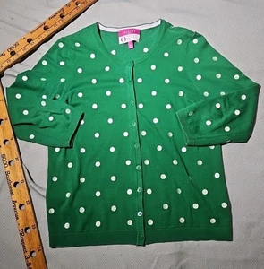 Cardigan Talbots Donna Tg Mp Kelly Verde Pois Oprah Collezione Rivista  - Foto 1 di 12