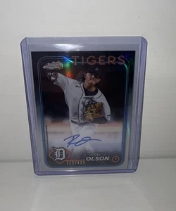 2024 Topps Chrome Reese Olson RC Rookie Autograph Refractor /499 #RA-RO Tigers - Bild 1 von 2