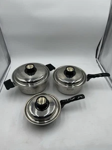 Kitchen Craft by Americraft Lot of 3 Cookware Pots W/Lids 4 qt, 3 qt & 1 qt EUC! - Picture 1 of 16
