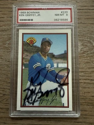Ken Griffey, Jr signed (on holder) 1989 Bowman RC PSA 8 - Image 1 of 2