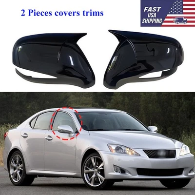 For 2009-2013 Lexus IS250 IS350 IS F Glossy Pure Black Side Mirror Cover Trim 2x - Изображение 1 из 4