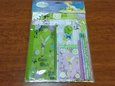 Tinkerbell 11 PC Stationary Pencil Case Notebook Eraser Ruler Folder Value Pack - Image 1 of 4