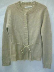 COTE FEMME beige, gold metallic 42% Mohair Kordelzug Taille Cardigan Pullover NEU Gr. 2-4 - Bild 1 von 4