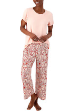 AnyBody Lush Jersey Tee and Crop Pant Lounge Set Blossom Bttrfly