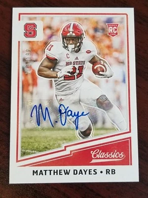 2017 Classics Rookie Auto Matthew Dayes NC State Cleveland Browns #'d 108/199 - Image 1 of 2