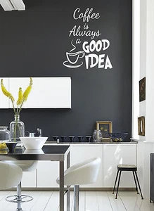El café siempre es una buena idea..... Pegatinas de cotización de pared Calcomanías de pared cocina - Imagen 1 de 3