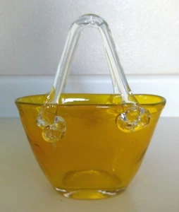 BOLSO DE VIDRIO AMARILLO JARRÓN SOPLADO A MANO-TODO CONTENEDOR - Imagen 1 de 8