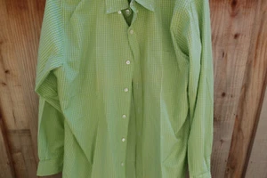 Purple Label Ralph Lauren Dress Shirt Mens 17.5 French Cuffs lime checks  Italy - Picture 1 of 8