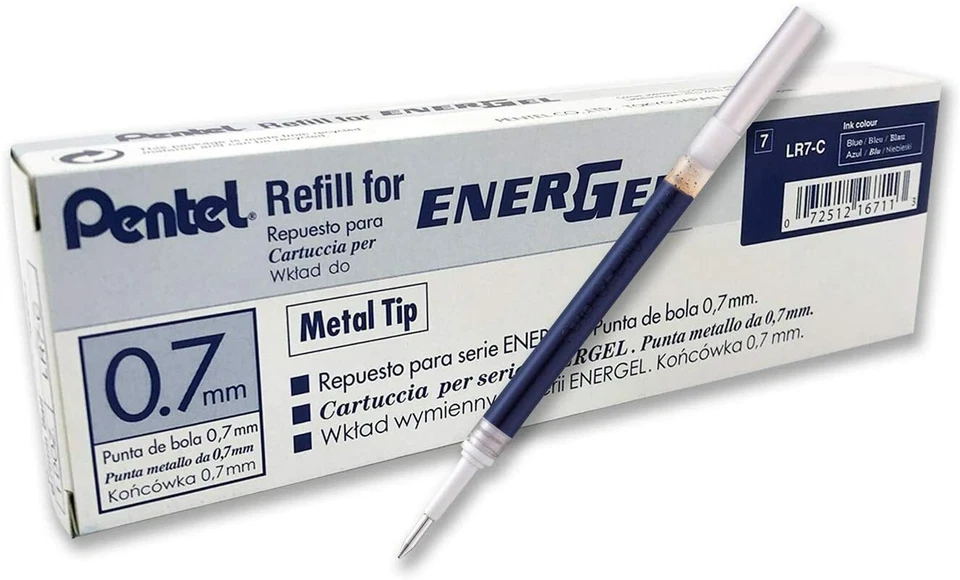 Pentel LR7-C Nachfüllmine für EnerGel-Stifte, 0,7 mm Kugelspitze, blau, 12 Stück - Bild 1 von 1
