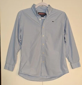 Vineyard Vines Whale Button Down Shirt Boys Sz M Blue White Gingham Plaid 3W1005 - Picture 1 of 10