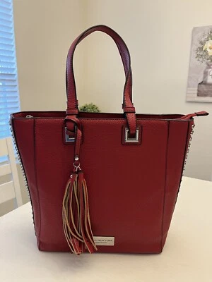 ANDREW MARC MARC NEW YORK RED LEATHER TOTE BAG PURSE WITH STUDDED SIDES - Image 1 of 4
