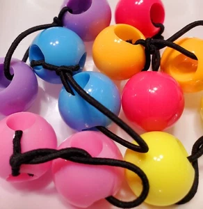 Blue pink big ball ELASTIC hair Scrunchie tie bead girl Balls Ponytail Holder - Picture 1 of 5