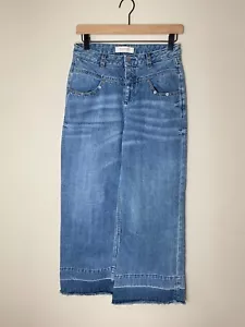scotch soda women jeans mid rise medium wash wild leg distressed cropped 26 - Picture 1 of 18