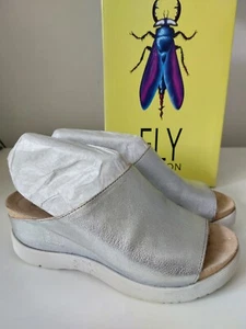 SANDALIAS FLY LONDON WIGG672FLY PLATAFORMA CUERO PLATA REINO UNIDO 5 EUR 38 - Imagen 1 de 7