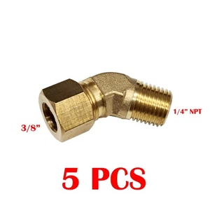 5 PC - Raccordo a gomito a compressione ottone 3/8" tubo OD x 1/4" NPT maschio 45 GRADI - Foto 1 di 1