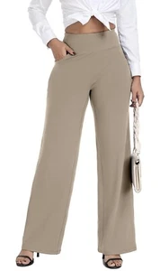 esoft Wide Leg Pants Size XL High Waisted Yoga Work Dress Pants - Picture 1 of 4