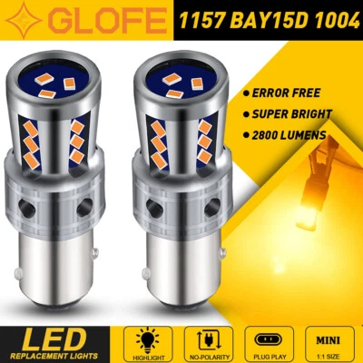 GLOFE 1157 Amber Yellow LED Turn Signal Indicator Parking Light Bulbs Error Free - Image 1 of 4