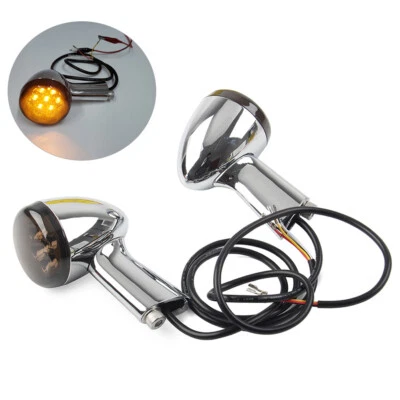 Rear Turn Signals Light For Harley XL 883 1200 1992-2022 Chrome Shell Brown Lens Foto 1 de 4